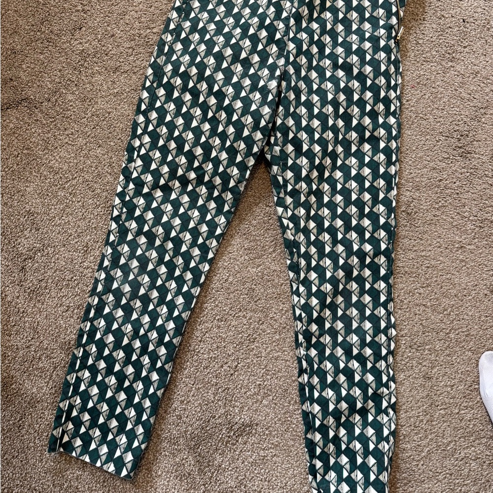 H&M Green and White Geometric Pants